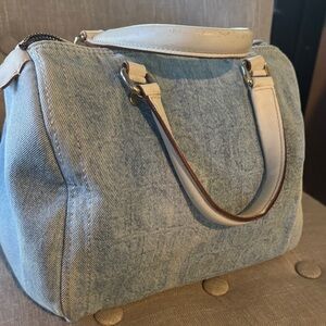 Carolina Herrera Light Blue and Cream Satchel